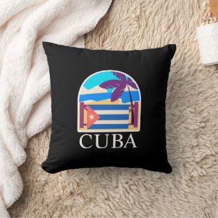 Cuba Vintage Travel Beach Throw Pillow