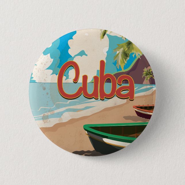 Cuba Vintage Travel Poster 2 Inch Round Button (Front)