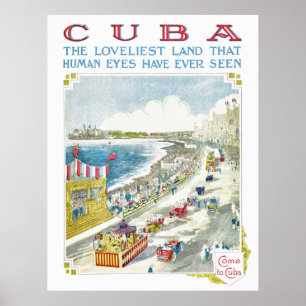 Cuba Vintage Travel Poster Restored