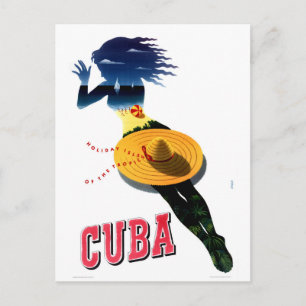 Cuba Vintage Travel Poster Restored Postcard
