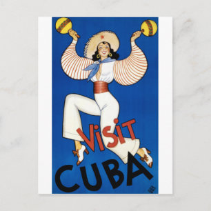 Cuba Vintage Travel Poster Restored Postcard