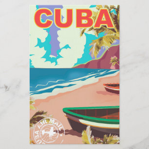 Cuba vintage travel poster stationery
