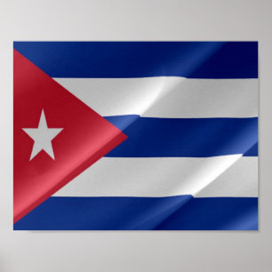 Cuba - Waving Flag - Poster