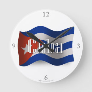 Cuba Waving Flag Round Clock