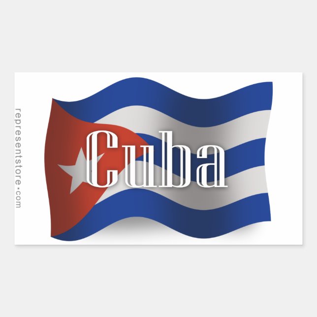 Cuba Waving Flag Sticker (Front)
