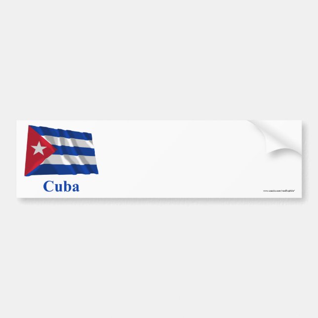 Cuba Waving Flag with Name Bumper Sticker (Front)