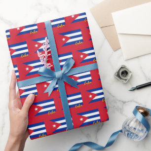 Cuba Wrapping Paper, Red, Cuban Flag patriotic Paper
