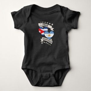 Cuban Argentinian Heart Flags Cuba Argentina Baby Bodysuit