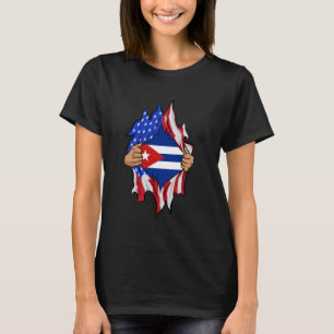Cuban Blood Inside Me Proud Cuba Flag Ripping Open T-Shirt