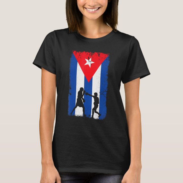 Cuban Boxing   Cuba Flag   T-Shirt (Front)