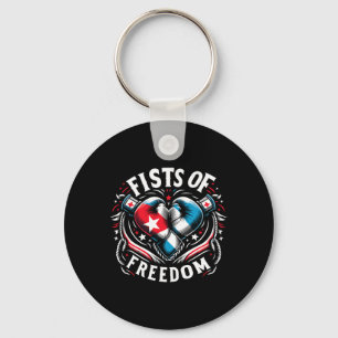 Cuban Boxing Fists Of Freedom Pride Keychain