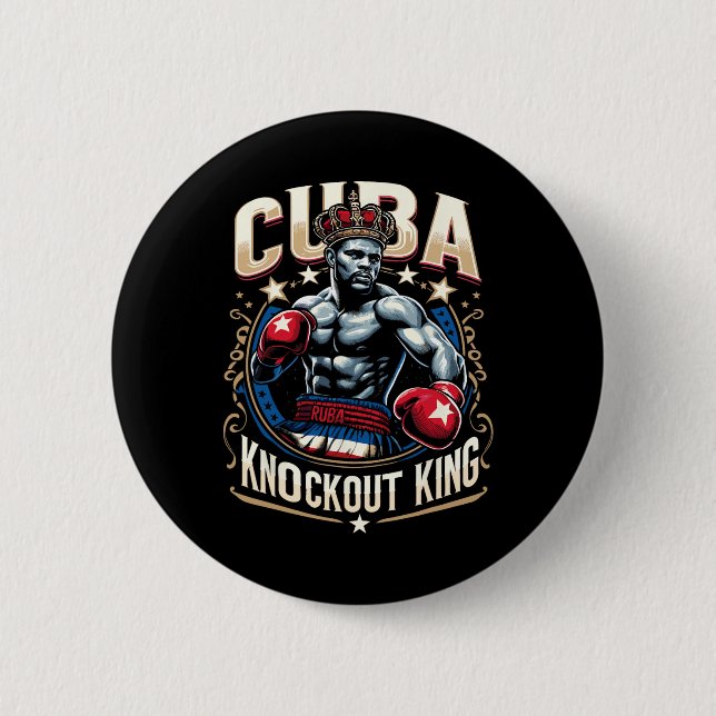 Cuban Boxing Knockout King Cuba Crown  2 Inch Round Button (Front)