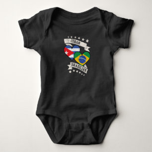 Cuban Brazilian Heart Flags Cuba Brazil Baby Bodysuit