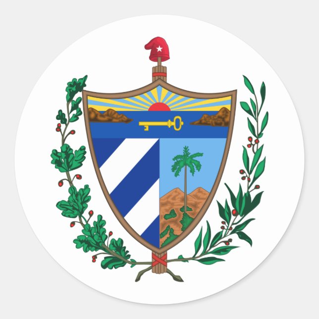 Cuban Coat of Arms, Cuba Classic Round Sticker (Front)