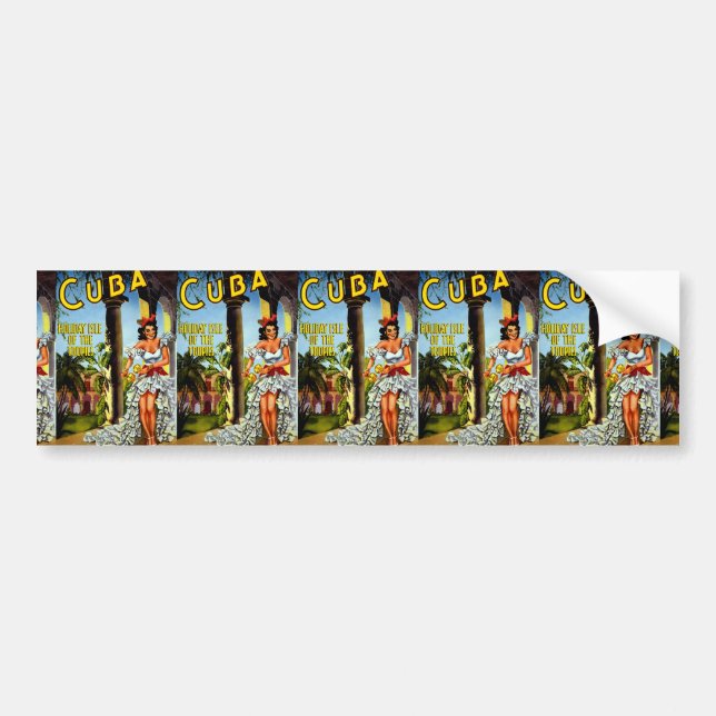 Cuban Dancer Vintage Travel Bumper Sticker (Front)
