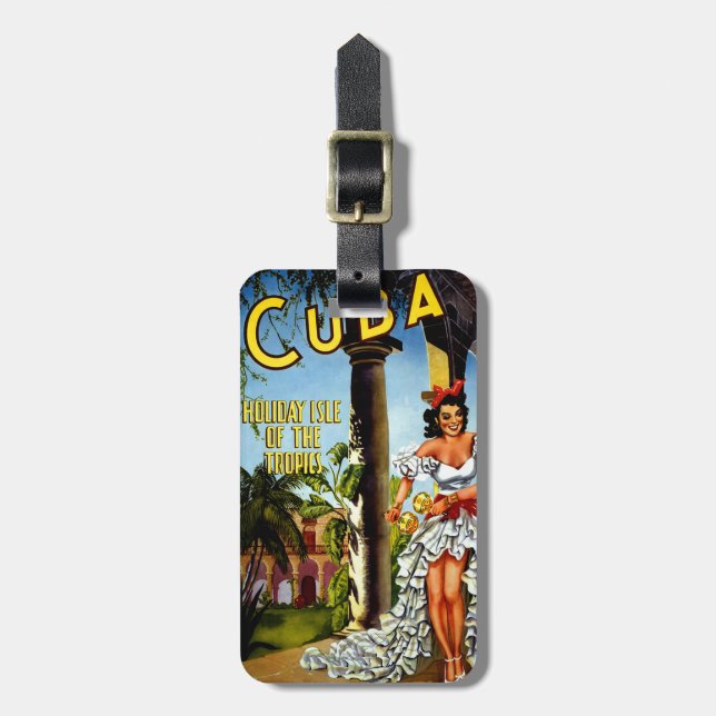 Cuban Dancer Vintage Travel Luggage Tag (Front Vertical)