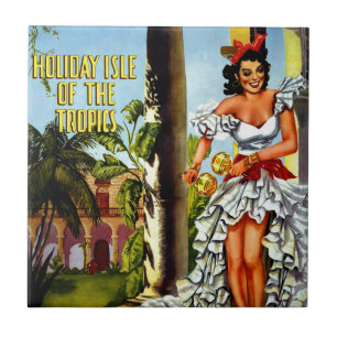 Cuban Dancer Vintage Travel Tile