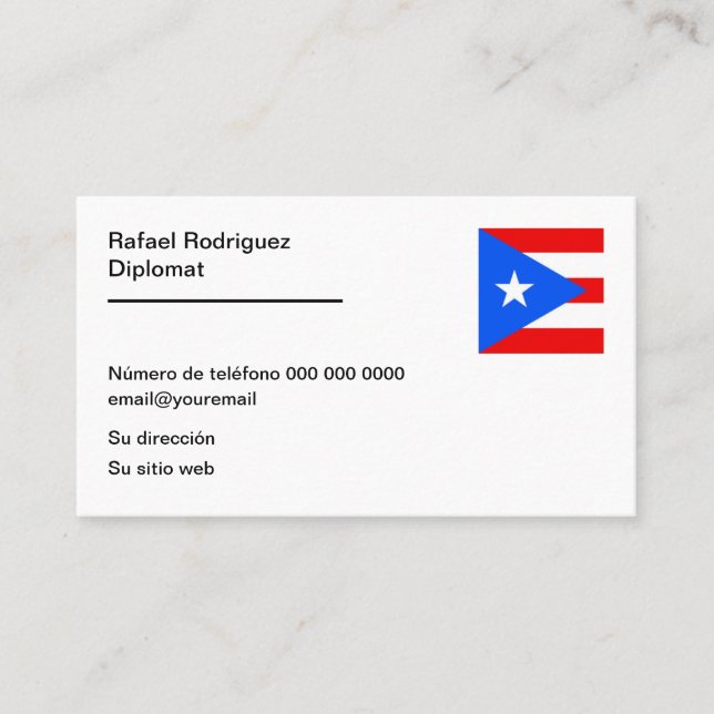 Cuban Diplomat Spanish Language Business Cards (Front)