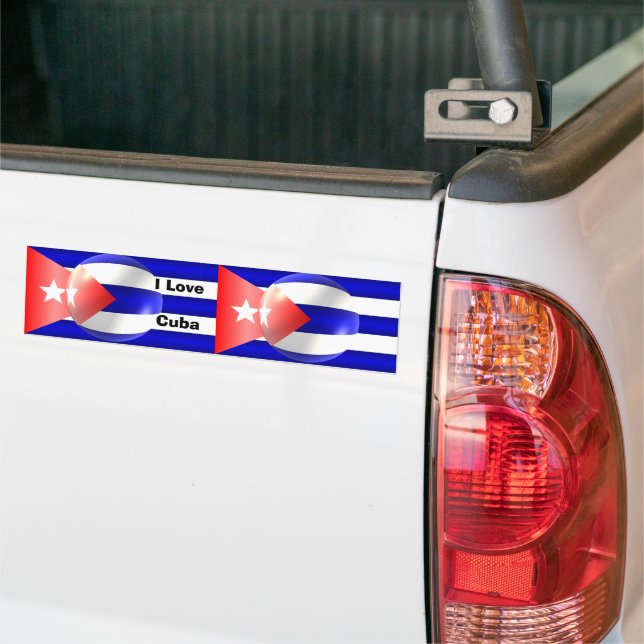 Cuban Flag Bumper Sticker (On Truck)