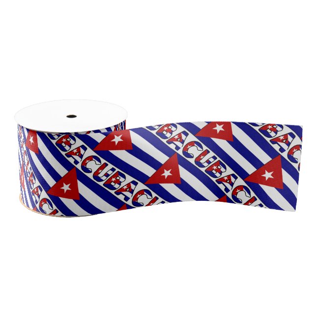 Cuban Flag Cuba Dark Blue Stripes Grosgrain Ribbon (Spool)