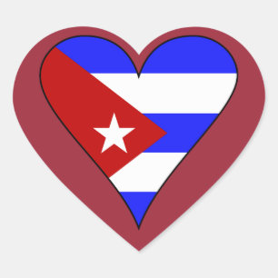 Cuban Flag Heart Funky Sticker