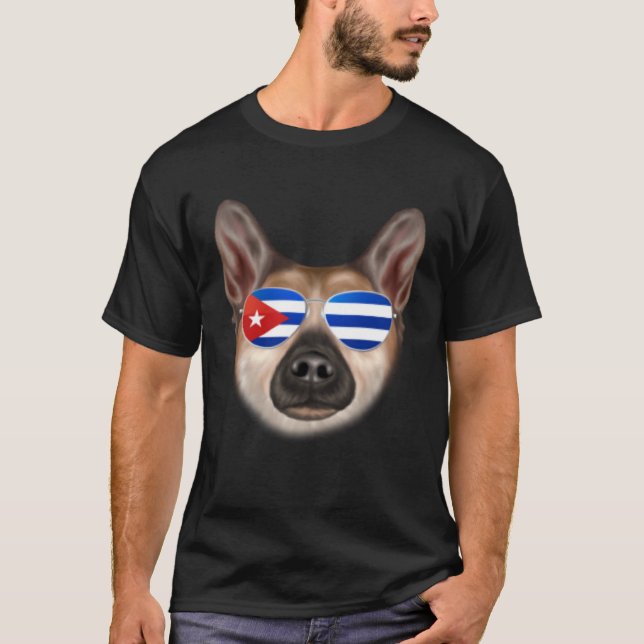 Cuban Flag Norwegian Buhund Dog Cuba Pocket T-Shirt (Front)