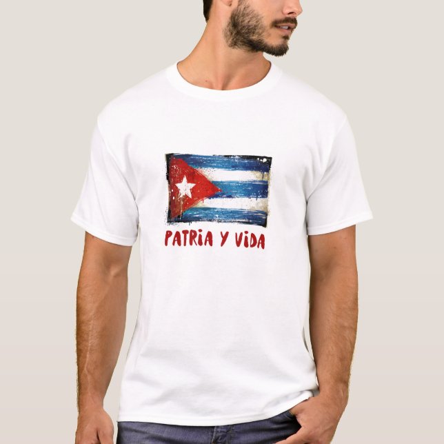 Cuban Flag “Patria y Vida” T-Shirt (Front)