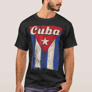 Cuban Flag Patriotic Support Cuba Graphic Vintage T-Shirt