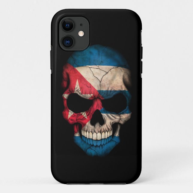 Cuban Flag Skull on Black Case-Mate iPhone Case (Back)