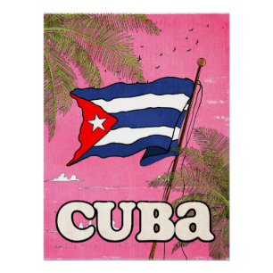 Cuban Flag Vintage Travel Poster