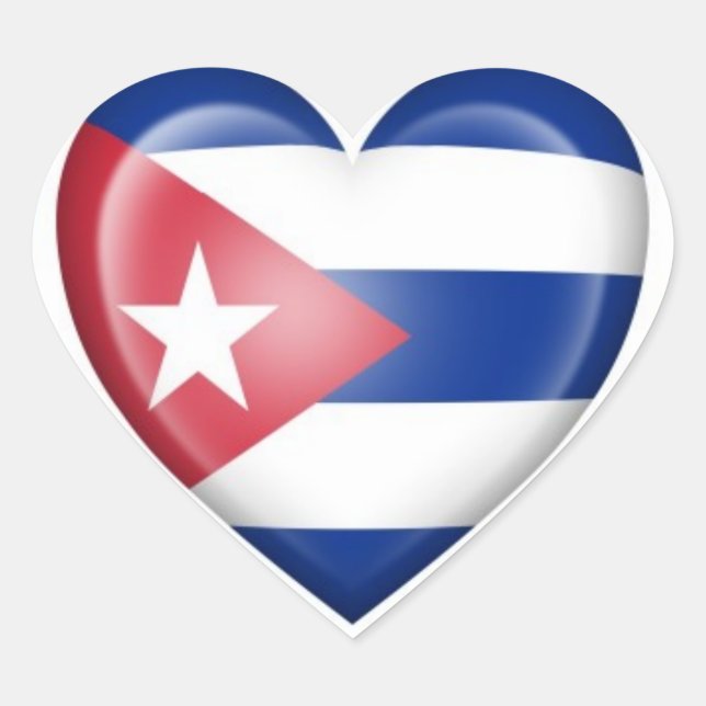Cuban Heart Flag on White Heart Sticker (Front)