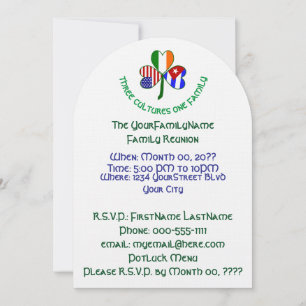 Cuban Irish USA Shamrock Family Reunion Invitation
