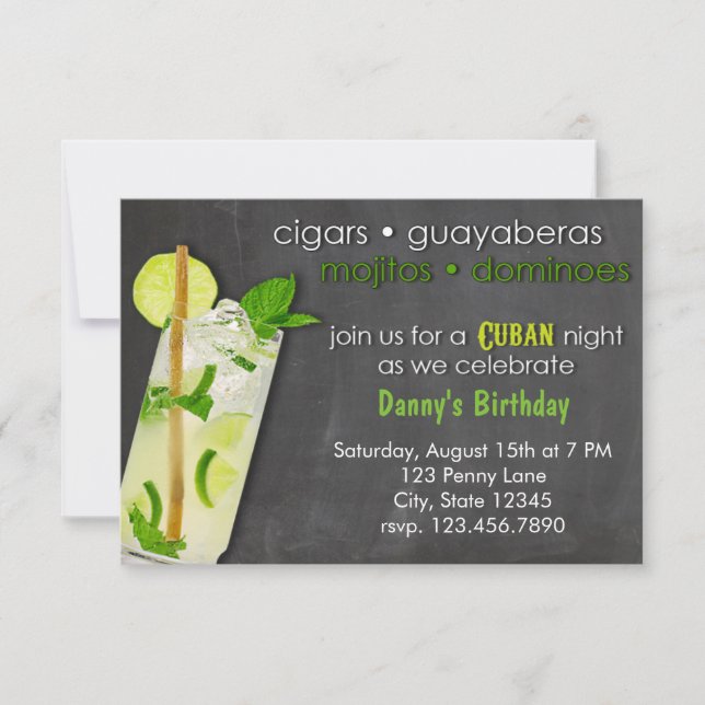 Cuban Night Mojito Party Invitation (Front)