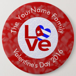 Cuban Red LOVE Flag Personalized  6 Inch Round Button