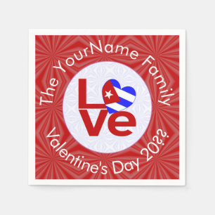Cuban Red LOVE Heart Flag Personalized Text  Napkin