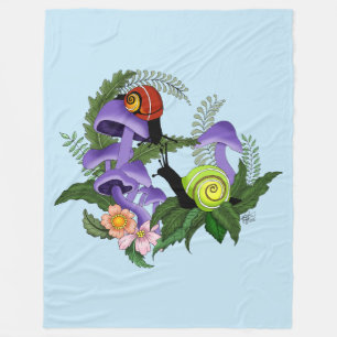 Cuban Snails Purple Mushrooms Fleece Blanket