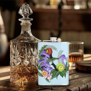 Cuban Snails Purple Mushrooms Hip Flask