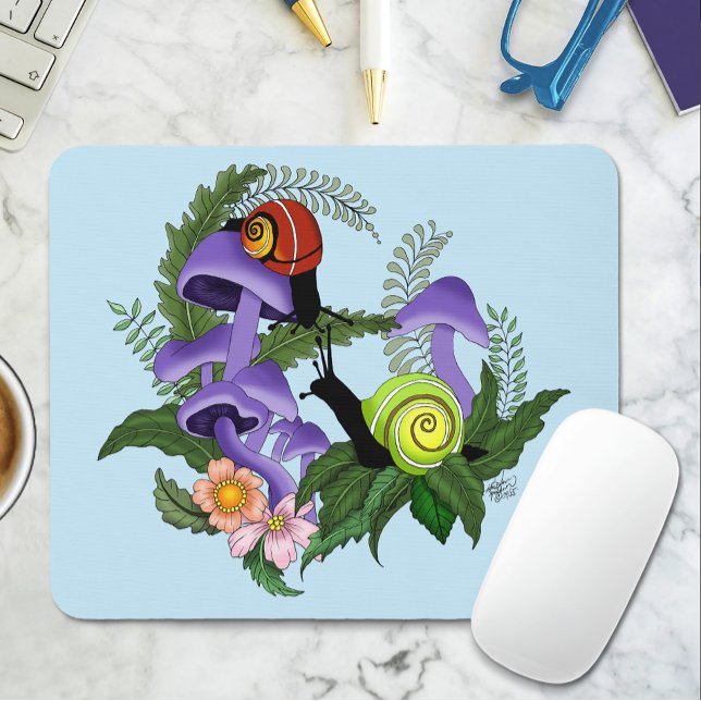 Cuban Snails Purple Mushrooms Mouse Pad (Creator Uploaded)