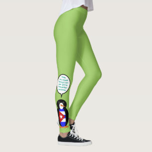 Cuban Talking Ms. Penguin Personalized Leggings