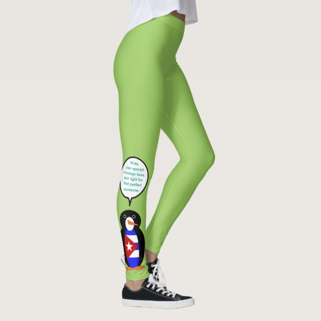Cuban Talking Ms. Penguin Personalized  Leggings (Right)