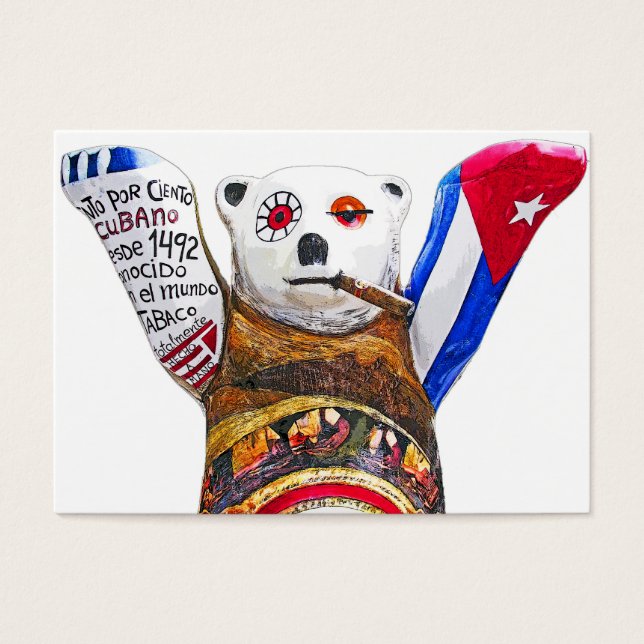 Cuban Teddy Bear with Cigar, White Back(pst) (Front)