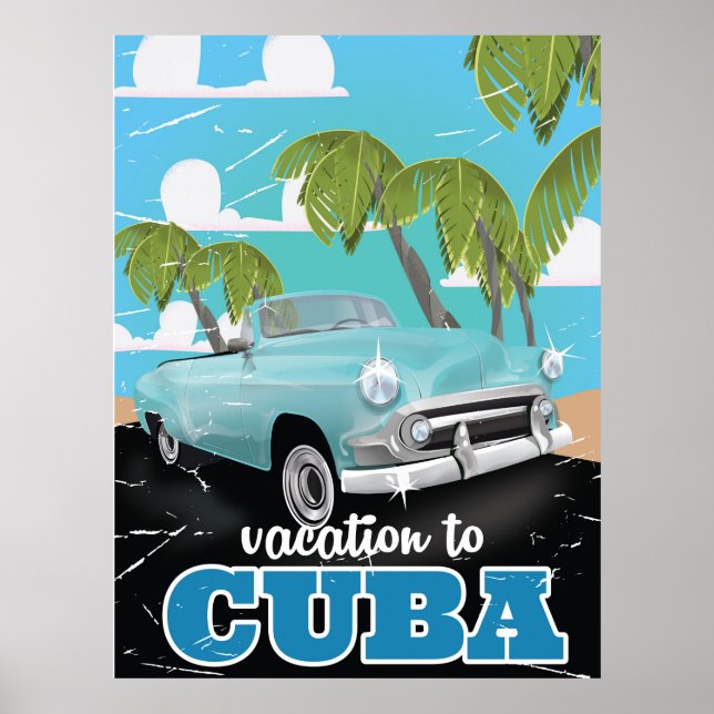 Cuban vintage car travel poster (Front)
