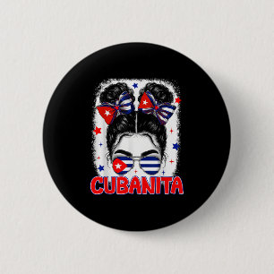 Cubanita Cuban Cuba Flag Girl Hispanic Heritage Mo 2 Inch Round Button
