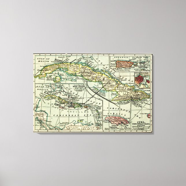 CubaPanoramic MapCuba Canvas Print (Front)