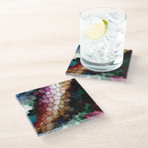 Cube Centric Dark Wind Glass Coaster