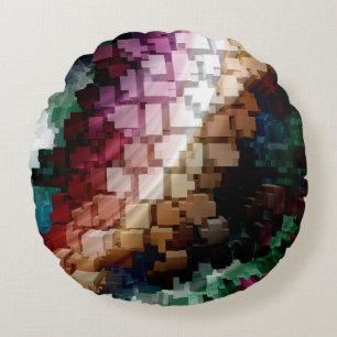 Cube Centric Dark Wind Round Pillow