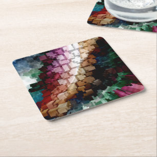 Cube Centric Dark Wind Square Paper Coaster