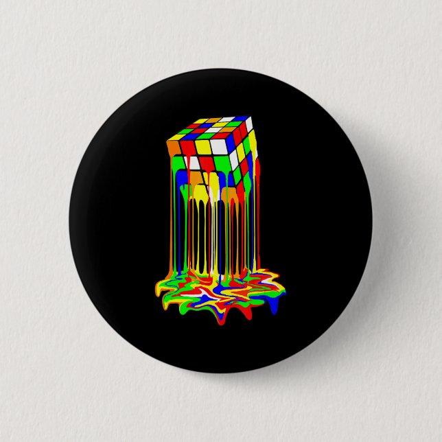 cube colourful awesome graphic  2 inch round button (Front)