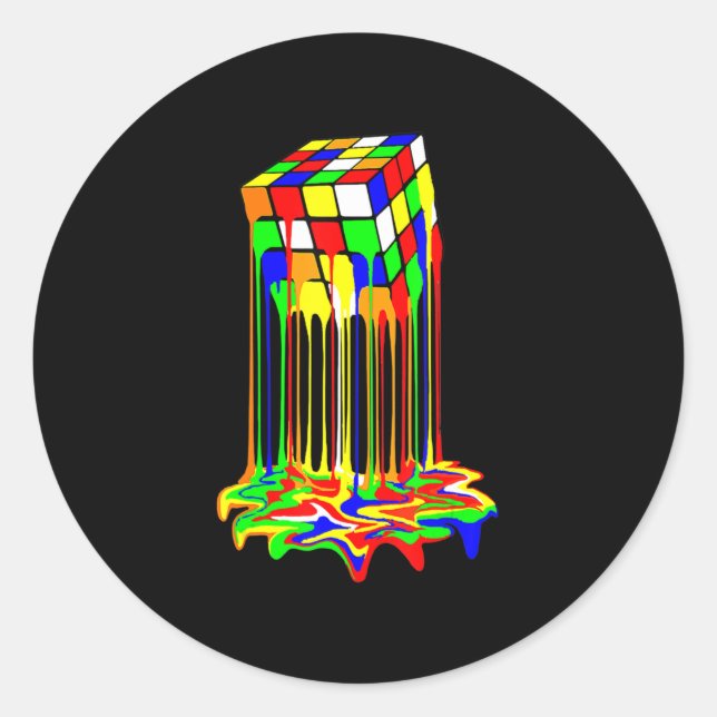 cube colourful awesome graphic  classic round sticker (Front)