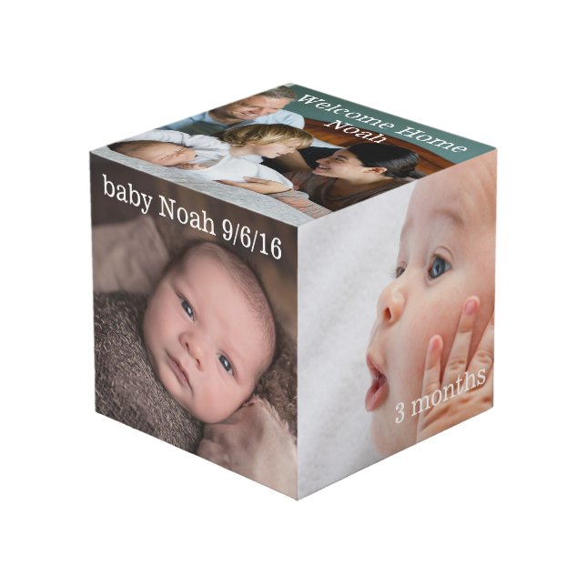Cube en photo d'étapes importantes de bébé (Angle devant)